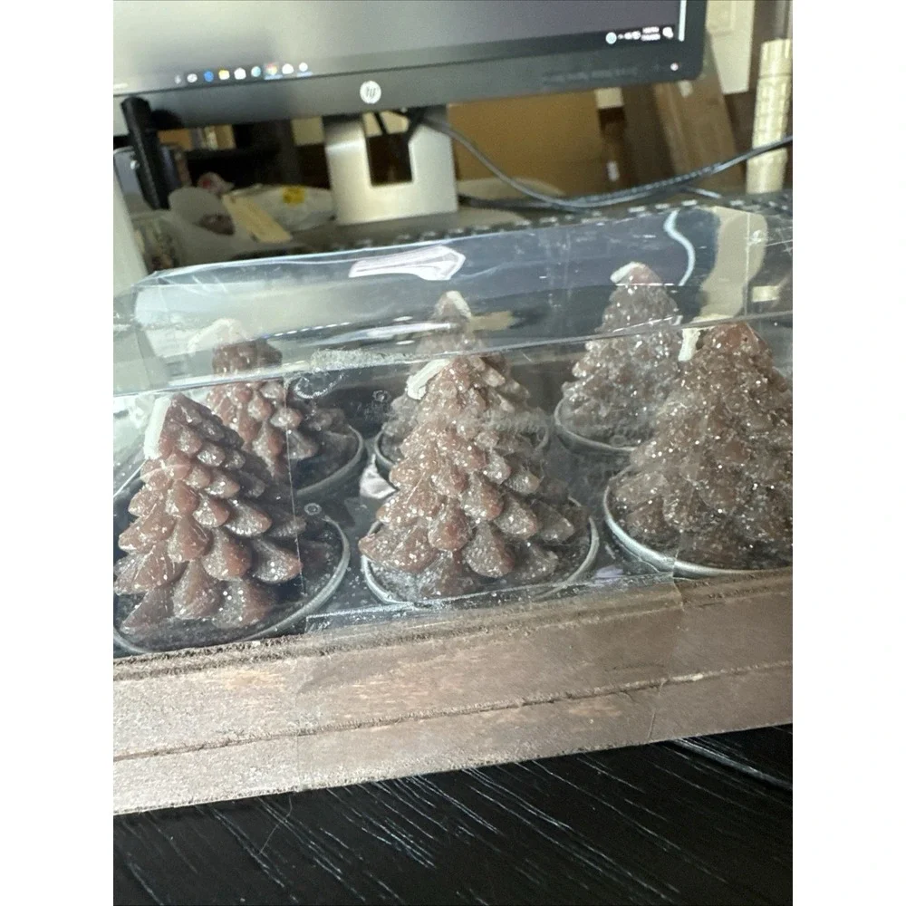 Christmas Tea light Candles - Brown Frosted Candles - Unused 6 Pack